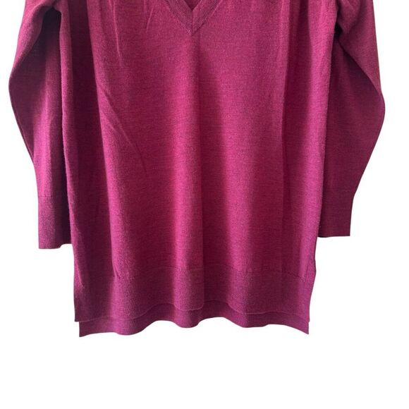 Eileen Fisher Sangria Organic Linen Cotton Blend V-Neck Long Sleeve Sweater SZ M - Picture 4 of 10